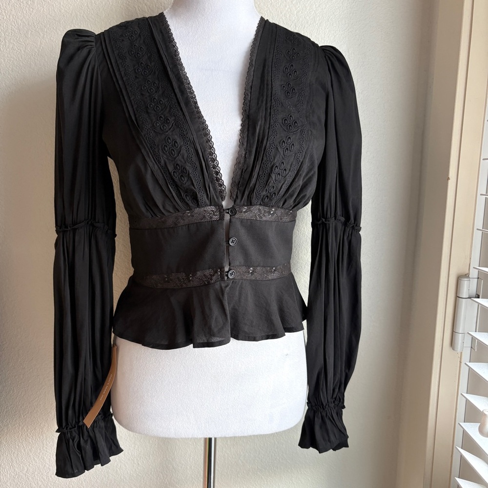 NWT Reformation Meadowlark Top in Black 4 - Picture 2 of 8